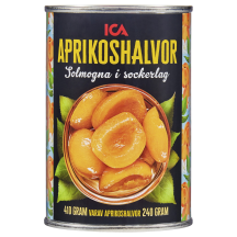 Aprikoosipooled siirupis ICA 410g/240g